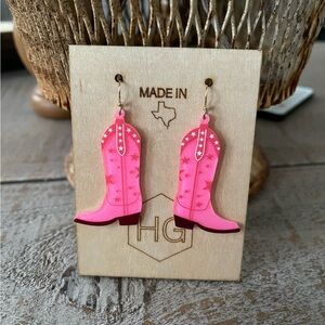 HG Pink Cowboy Boot Dangle Earrings